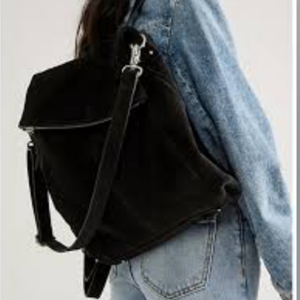NWT, Free People, Camilla backpack, black suede